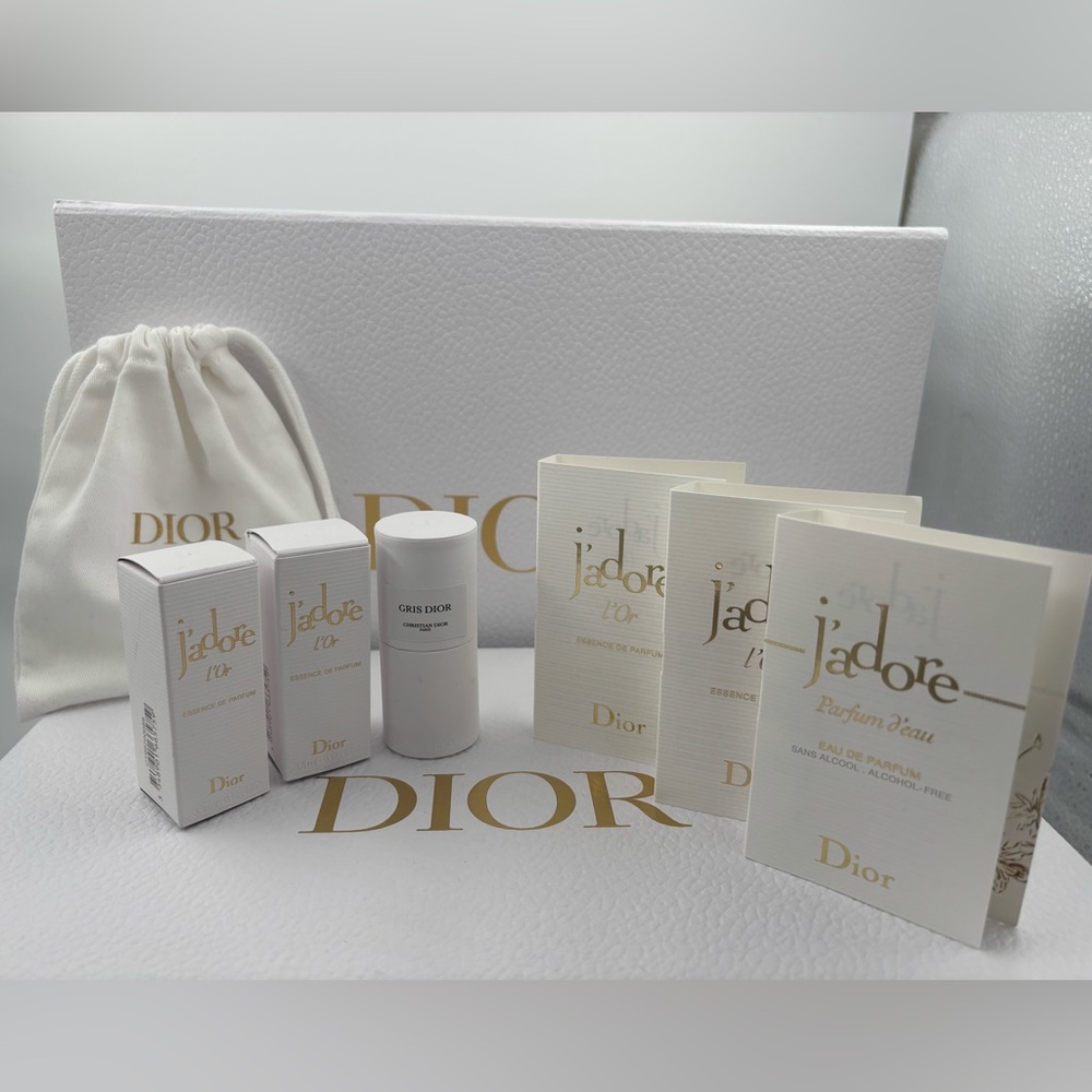 NWT Dior J’Adore Gris Dior deluxe mini pouch 7 pcs luxury travel gift bundle - Picture 2 of 5